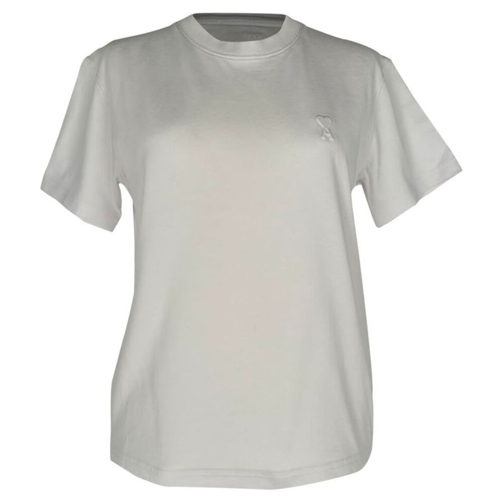 Ami Logo-Embossed T-Shirt in White Cotton